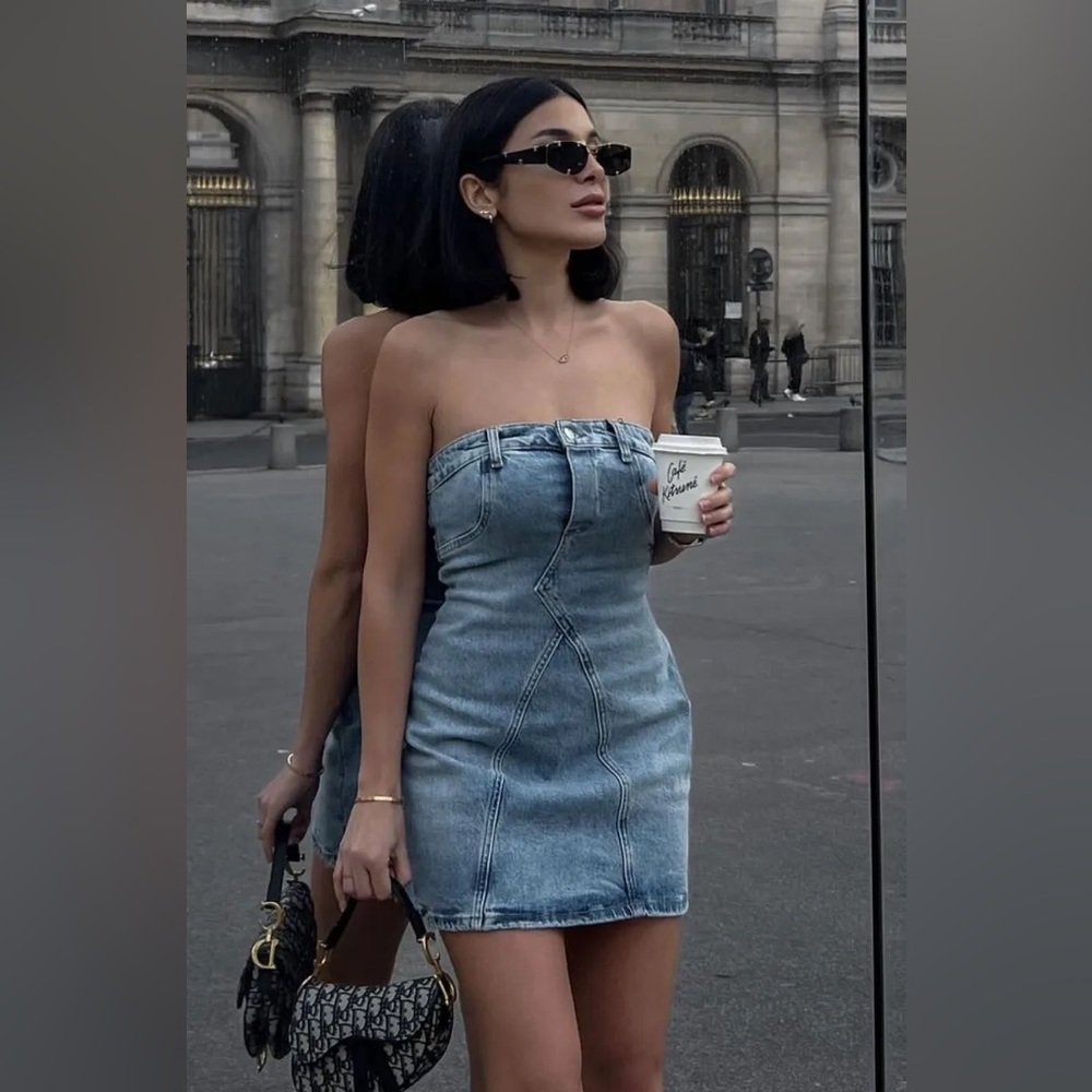 TRF strapless denim dress NWT